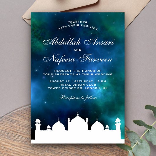 Nevel Islamitische Moslim Huwelijksuitnodiging Kaart