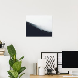 Nevel over bos diagonale lagen poster