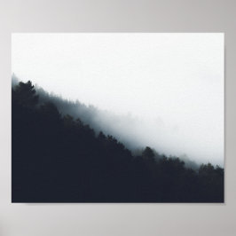 Nevel over bos diagonale lagen poster