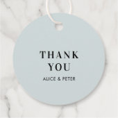 nevelblauw | Eenvoudige moderne bruiloft dank u Gi Bedankjes Labels (Achterkant)