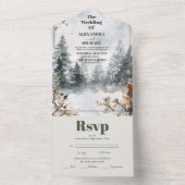 Nevelig berg aquarel winter bos bruiloft all in one uitnodiging (Binnen)