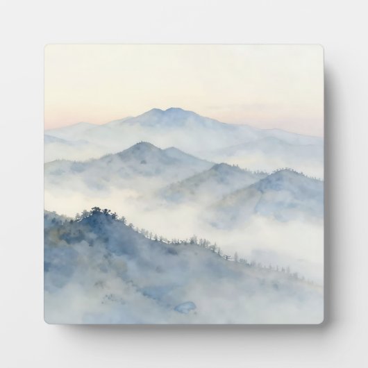 Nevelig berglandschap in waterverf fotoplaat (Voorkant)