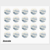 Nevelig bergwaterverf landschap ronde sticker (Vel)