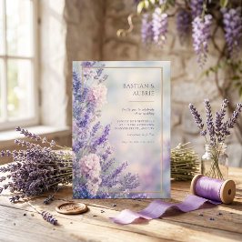 Nevelig Blauwe Romantische Lavendel Gouden Lijst B Kaart