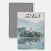 Nevelig Bled-meer Slovenië Magneet (Voorkant / Achterkant)