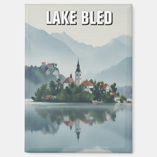Nevelig Bled-meer Slovenië Magneet (Voorkant)