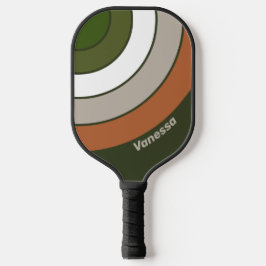 Nevelig bos cirkel streep met naam pickleball paddle