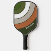 Nevelig bos cirkel streep met naam pickleball paddle (Achterkant)