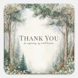 Nevelig Bos Eucalyptus Goud Glans Rustiek Vierkante Sticker