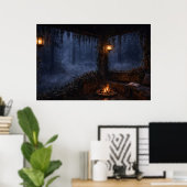 Nevelig Bos Kroondak Veranda Poster (Thuiskantoor)