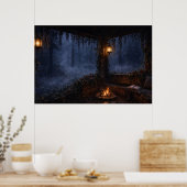Nevelig Bos Kroondak Veranda Poster (Keuken)