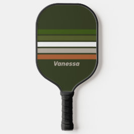 Nevelig bos over strepen met naam pickleball paddle