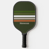Nevelig bos over strepen met naam pickleball paddle (Achterkant)