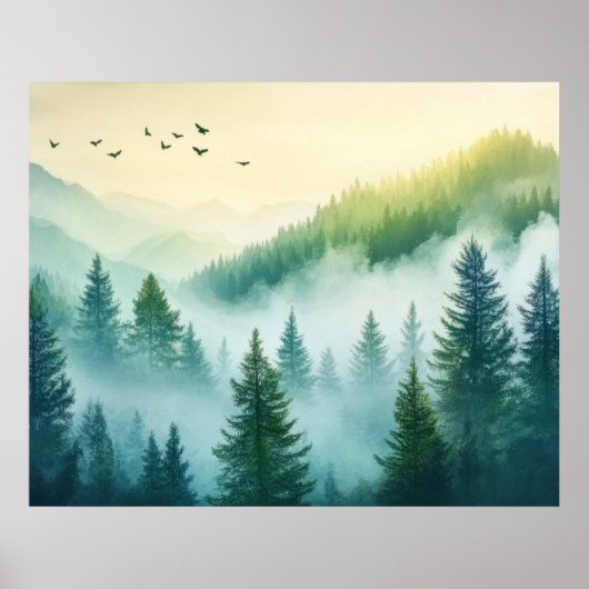 Nevelig bos poster (Voorkant)