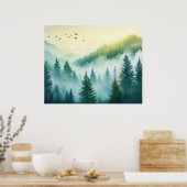 Nevelig bos poster (Keuken)