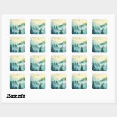 Nevelig bos vierkante sticker (Vel)