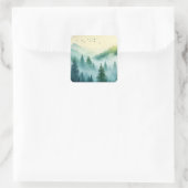 Nevelig bos vierkante sticker (Tas)