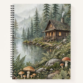Nevelig boshuis meer cottage kunst notitieboek