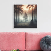 Nevelig boslandschap wandkunst, rustige natuur canvas afdruk (Insitu (Woonkamer))