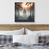 Nevelig boslandschap wandkunst, rustige natuur canvas afdruk (Insitu (Slaapkamer))