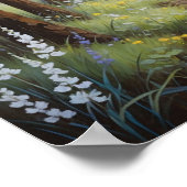 Nevelig bospad met zonnig atmosferische natuur poster (Hoek)