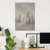Nevelig Grijs Abstract Landschap Poster (Thuiskantoor)