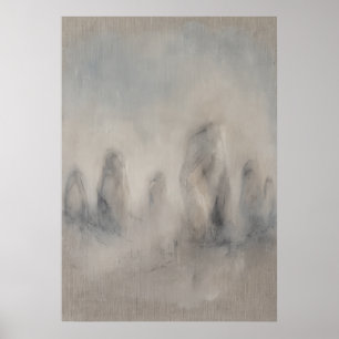 Nevelig Grijs Abstract Landschap Poster