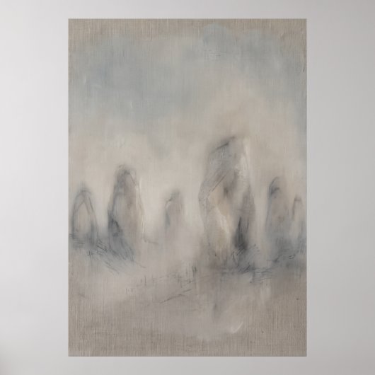 Nevelig Grijs Abstract Landschap Poster (Voorkant)