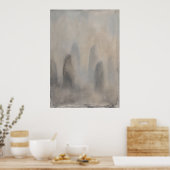 Nevelig Grijs Abstracte Stenen Poster (Keuken)