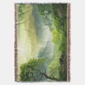 Nevelig groene bergvallei landschap dekentje (Voorkant Verticaal)
