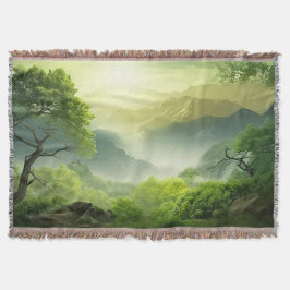 Nevelig groene bergvallei landschap dekentje