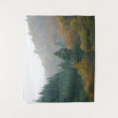 Nevelig herfstbos verdwijnt in de mist wandkleed (Voorkant)
