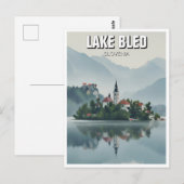 Nevelig meer Bled Slovenië Briefkaart (Voorkant / Achterkant)