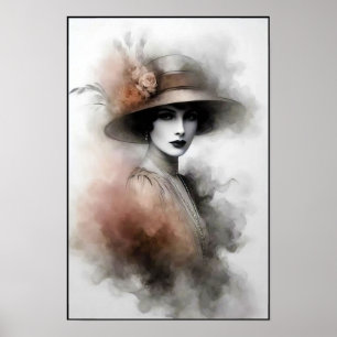 Nevelig Retro Portret van Elegantie Poster