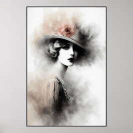 Nevelig Retro Portret van Elegantie Poster