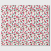 Nevelig rood bloemmotief cadeaupapier (Vlak)