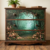 Nevelig Teal Woud Roze Roos Stenen Pad Decoupage Tissuepapier