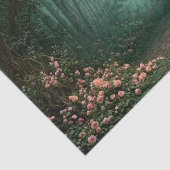 Nevelig Teal Woud Roze Roos Stenen Pad Decoupage Tissuepapier (Detail)