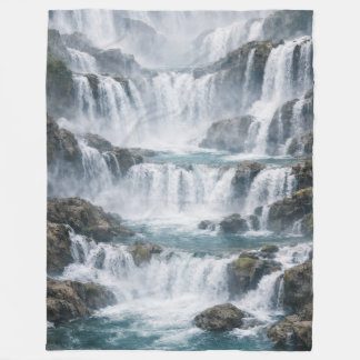 Nevelig Waterval Landschap Fleece Deken
