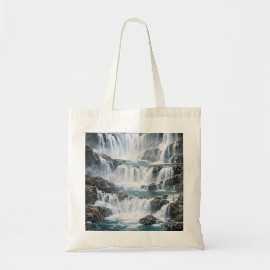 Nevelig Waterval Landschap Tote Bag (Voorkant)