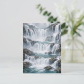 Nevelig Watervallandschap Briefkaart (Staand voorkant)