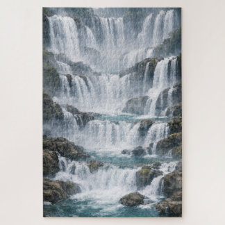 Nevelig Watervallandschap Legpuzzel