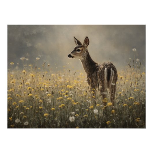 Nevelig Weiland Ree Natuurprint Perfect Poster (Voorkant)