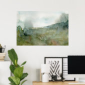 Nevelig Weiland Watercolor Landschap Poster (Thuiskantoor)