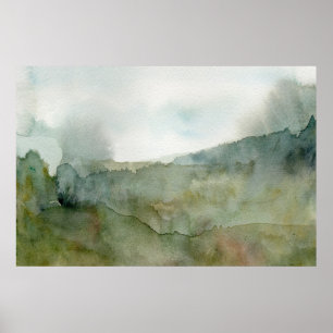 Nevelig Weiland Watercolor Landschap Poster