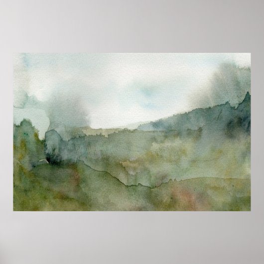 Nevelig Weiland Watercolor Landschap Poster (Voorkant)