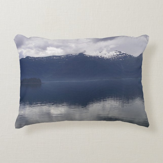 Nevelige Alaskische Zee in tinten blauw Accent Kussen (Voorkant)