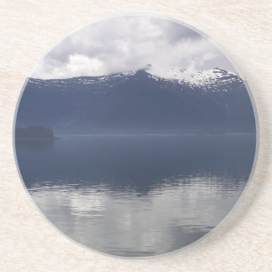 Nevelige Alaskische Zee in tinten blauw Zandsteen Onderzetter