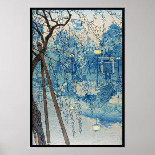 Nevelige avond bij Shinobazu Pond, Tokyo Kasamatsu Poster