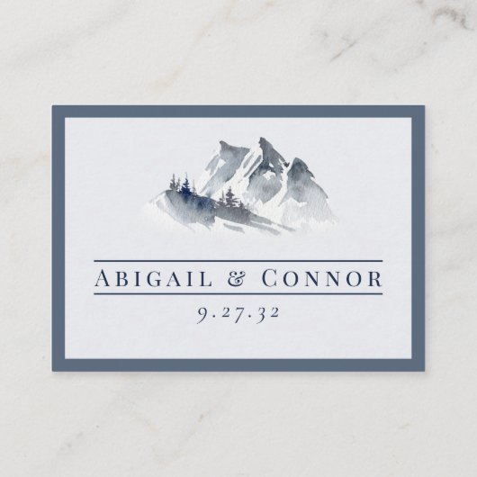 Nevelige Berg Blauw Grijs Witte Elegante Web QR Informatiekaartje (Achterkant)